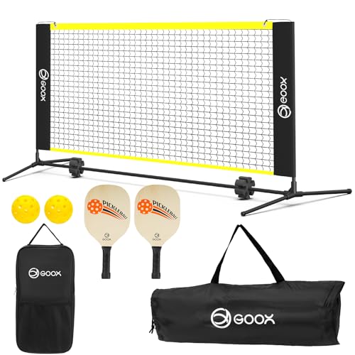 GOOX 6FT Small Mini Pickleball Net Set with Paddles