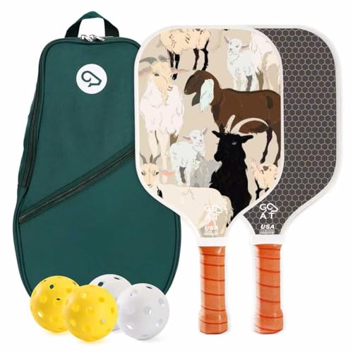 Goat Pickleball Paddles Set of 2, Includes Balls and Bag