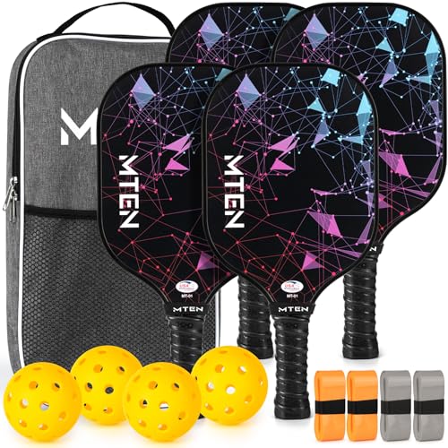MTEN Pickleball Paddles Set of 4, USAPA Approved Fiberglass...