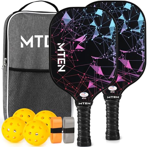 MTEN Pickleball Paddles Set of 2, USAPA Approved Fiberglass...