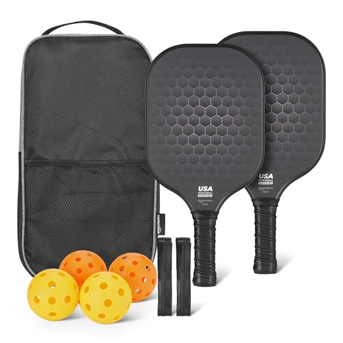 Amazon Basics Pickleball Paddles Set of 2, Carbon Fiber