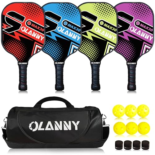 OLANNY Pickleball Paddles Set of 4 Pickleball Graphite...