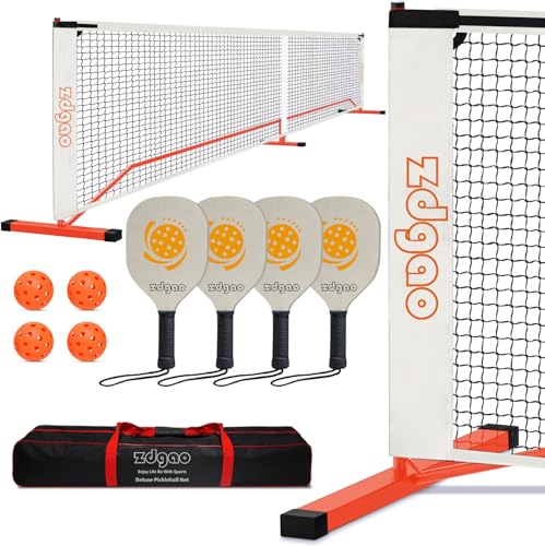 Zdgao Portable Pickleball Net Set with 4 Paddles for...