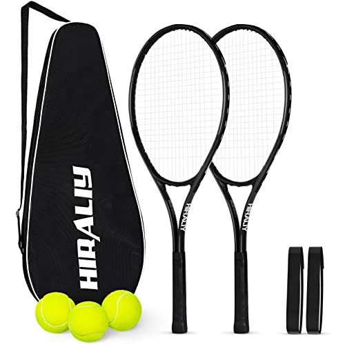 HIRALIY 27-Inch Tennis Rackets, 2 Pack with Balls, Bag