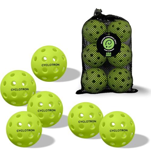 cyclotron 6-Pack Pickleball Balls with Mesh Bag USAPA...