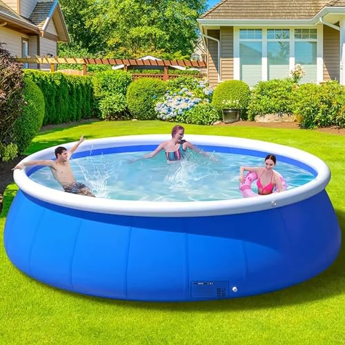Anwickjeff Large Inflatable Pool with Pump, Round Above...