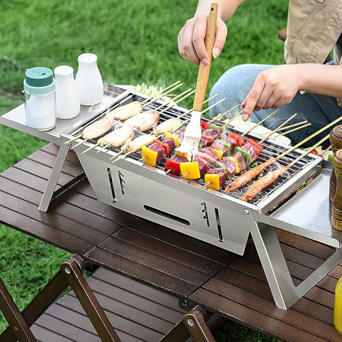 Foldable Charcoal BBQ Grill Stainless Steel Grill Net