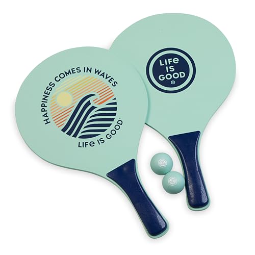 Life Is Good Wooden Paddle Ball Set, Happiness Waves