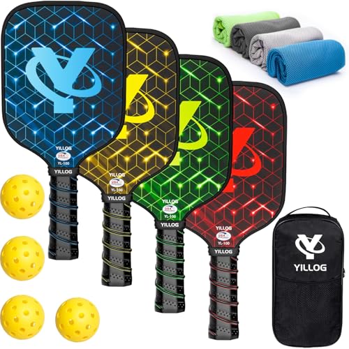 YILLOG Pickleball Paddles Set of 4, USAPA Approved...