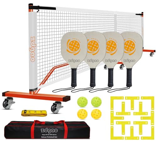 Portable Pickleball Net with Wheels Set System, 22FT, 4...